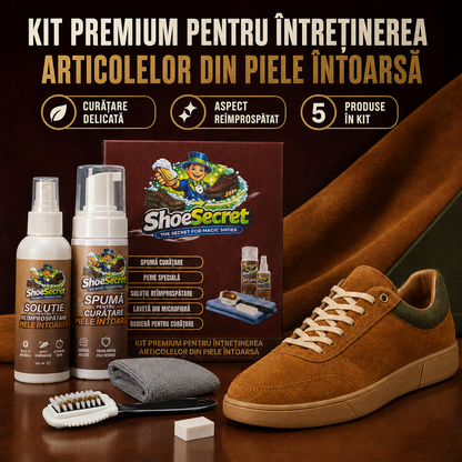 Set pentru curatarea si intretinere piele intoarsa ShoeSecret