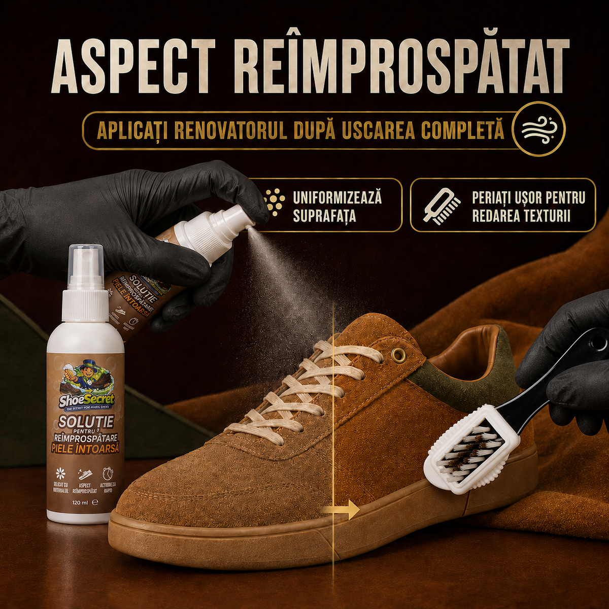 Set pentru curatarea si intretinere piele intoarsa ShoeSecret