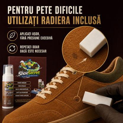 Set pentru curatarea si intretinere piele intoarsa ShoeSecret