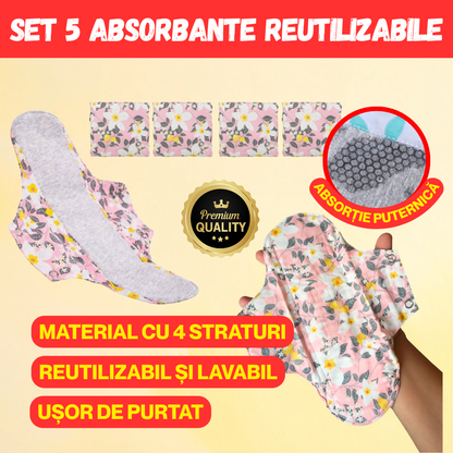 SET 5 ABSORBANTE REUTILIZABILE