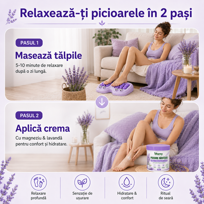 PACHET PICIOARE RASFATATE- DISPOZITIV MASAJ + CREMA MAGIA LAVANDEI