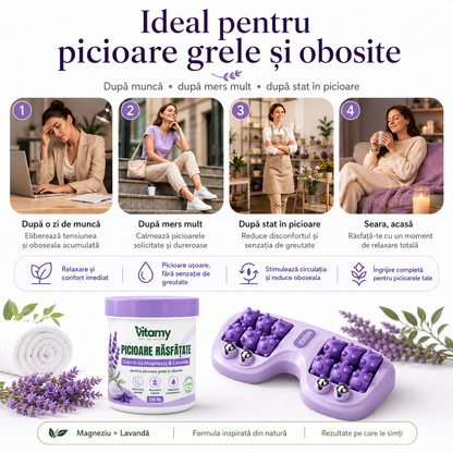 PACHET PICIOARE RASFATATE- DISPOZITIV MASAJ + CREMA MAGIA LAVANDEI