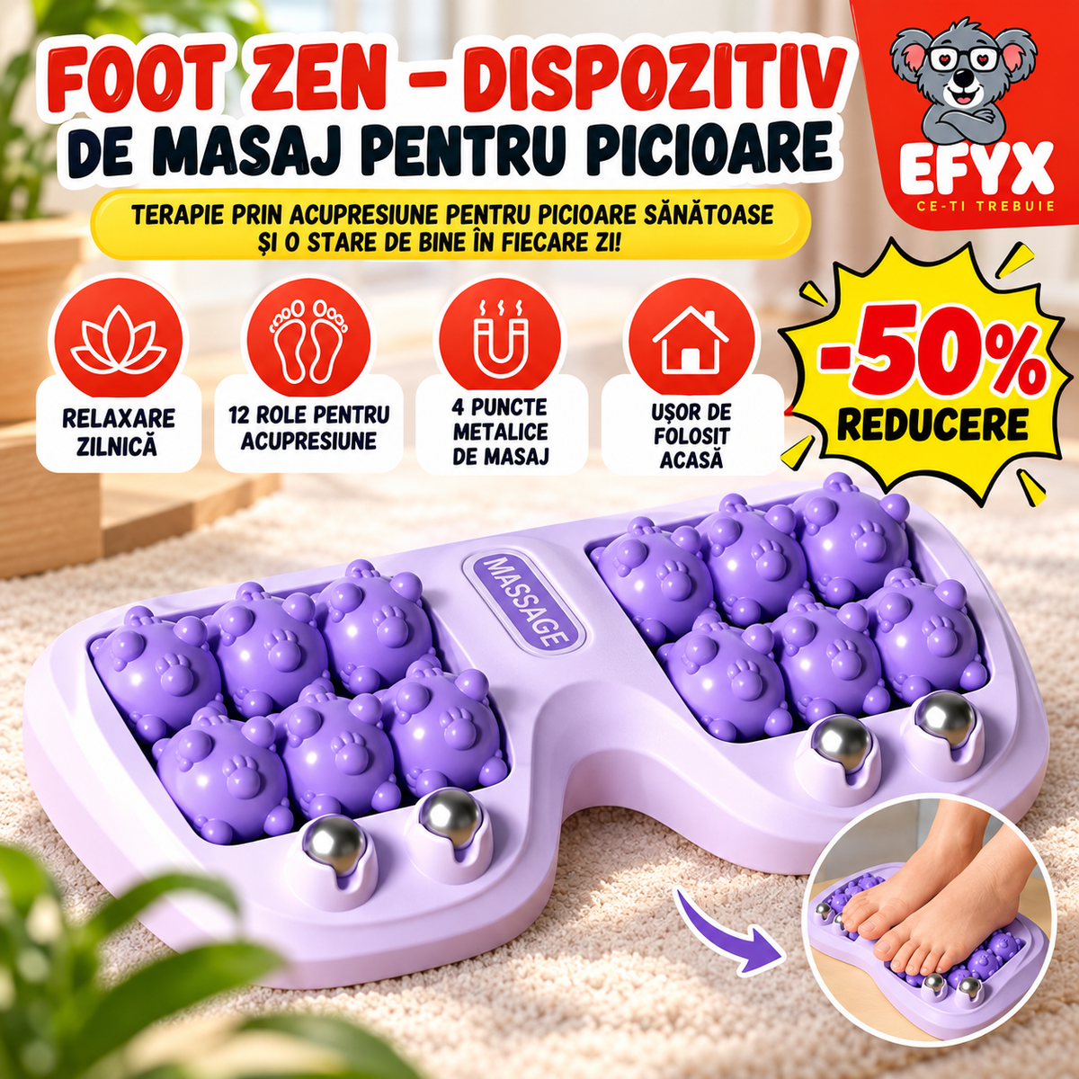 FOOT ZEN – Dispozitiv Revoluționar pentru Masajul Picioarelor!